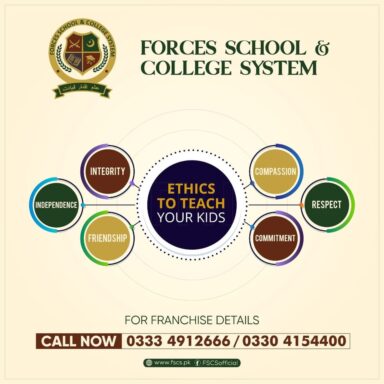 Forces School System's Unique Learning Environment instills Ethics of Integrity, Compassion, Independence, Respect, Friendship and Commitment for Effective Grooming of Future Leaders